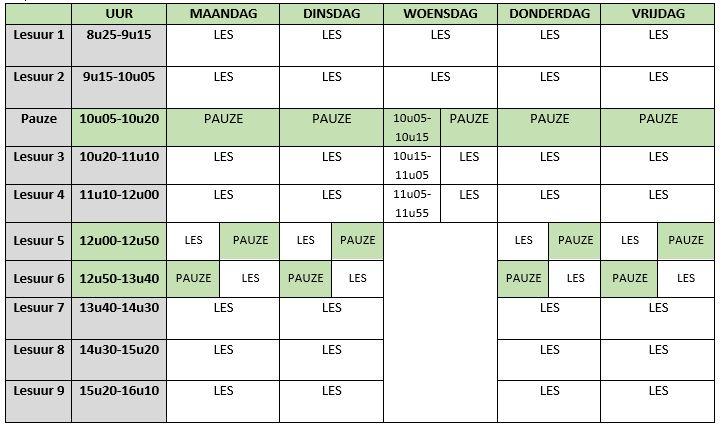 Dagindeling schema